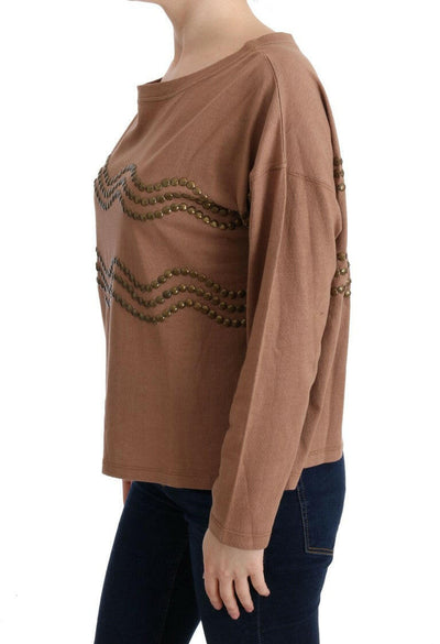 John Galliano Brown Cotton Studded Sweater