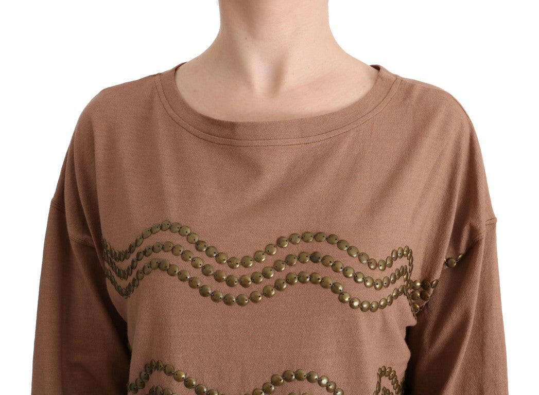 John Galliano Brown Cotton Studded Sweater