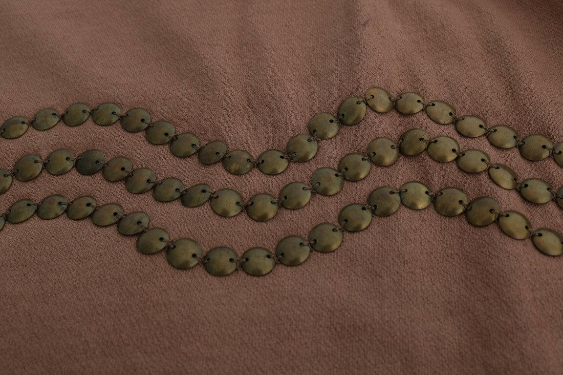 John Galliano Brown Cotton Studded Sweater