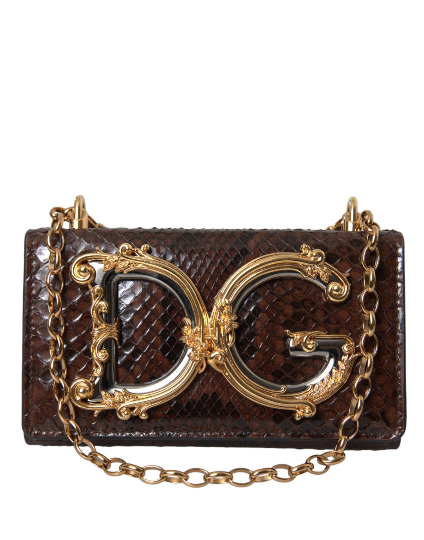 Dolce &amp; Gabbana – DG Girls – Umhängetasche aus Pythonleder in Braun