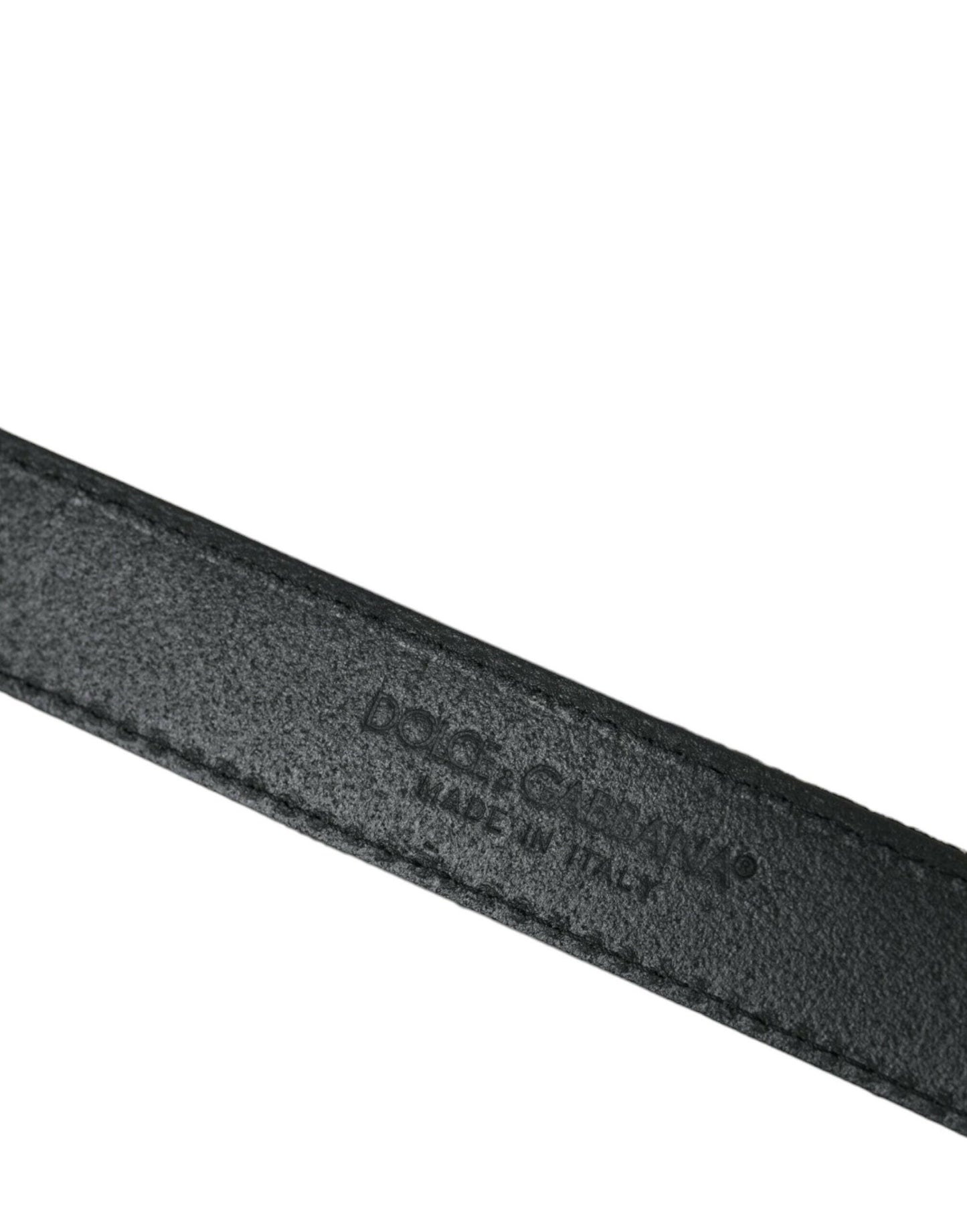 Dolce & Gabbana Black Jacquard Stripes Silver Metal Buckle Belt