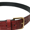 Dolce & Gabbana Brown Alligator Leather Studded Metal Buckle Belt