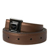 Dolce & Gabbana Bronze Leather Square Metal Buckle Belt