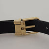 Dolce & Gabbana Black Exotic Leather Gold Metal Buckle Belt