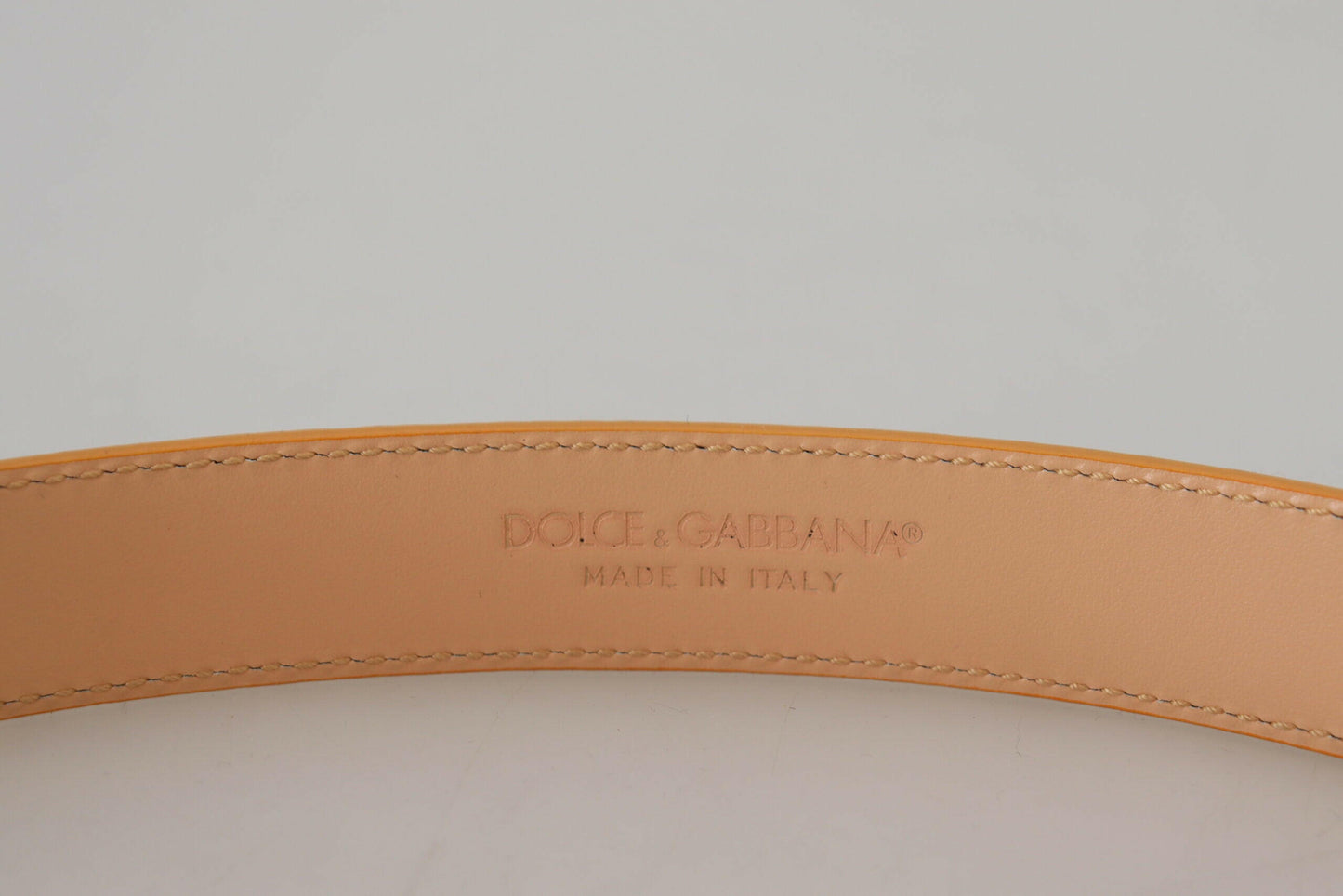 Dolce & Gabbana Beige Exotic Leather Gold Metal Buckle Belt
