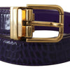 Dolce & Gabbana Purple Exotic Leather Gold Metal Buckle Belt