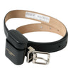 Dolce & Gabbana Black Leather Airpods Case Silver Buckle Belt