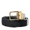 Dolce &amp; Gabbana Schwarz-weißer Patchwork-Gürtel mit goldener Metallschnalle