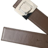 Dolce & Gabbana Brown Calf Leather Square Metal Buckle Belt