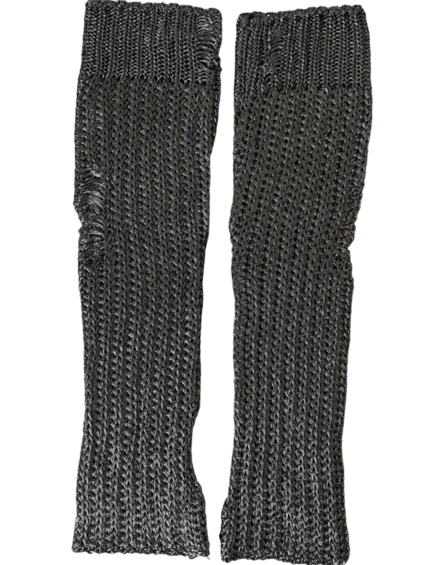 Gants sans doigts en tricot de viscose gris Dolce &amp; Gabbana