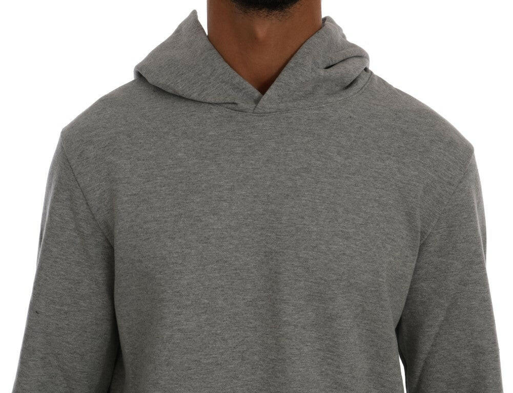 Daniele Alessandrini Gray Pullover Hodded Cotton Sweater