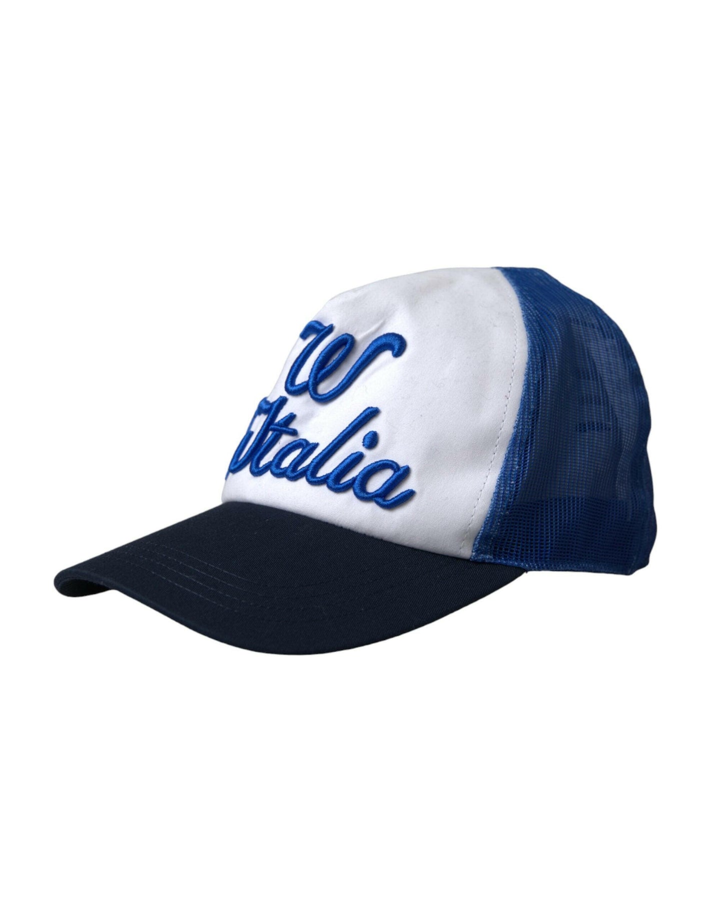 Casquette de baseball en maille Italia bleue, blanche et noire Dolce &amp; Gabbana