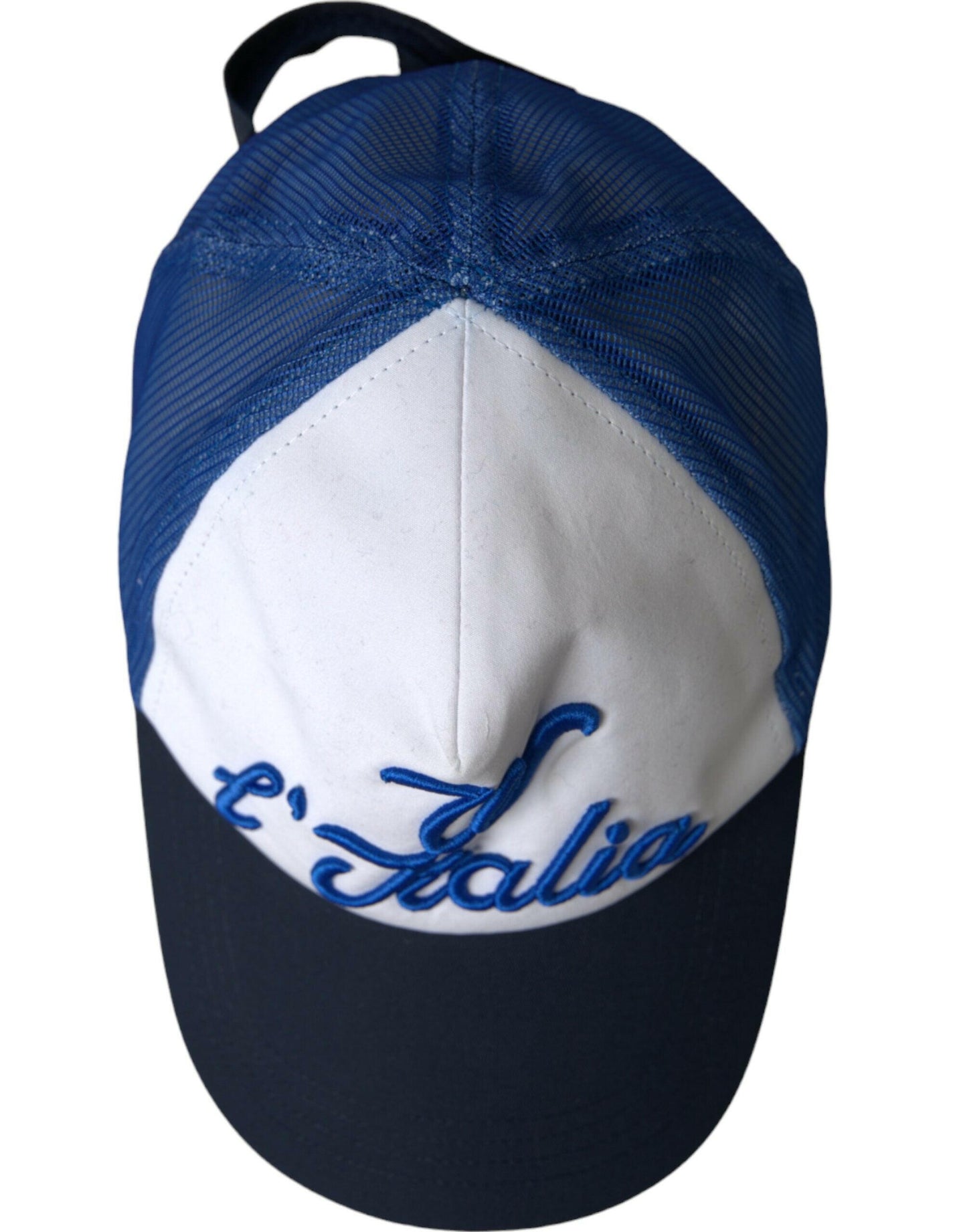 Casquette de baseball en maille Italia bleue, blanche et noire Dolce &amp; Gabbana