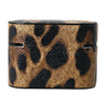 Dolce & Gabbana Brown Leopard Calf Leather Metal Logo Plaque Airpods Case