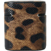 Dolce & Gabbana Brown Leopard Calf Leather Metal Logo Plaque Airpods Case