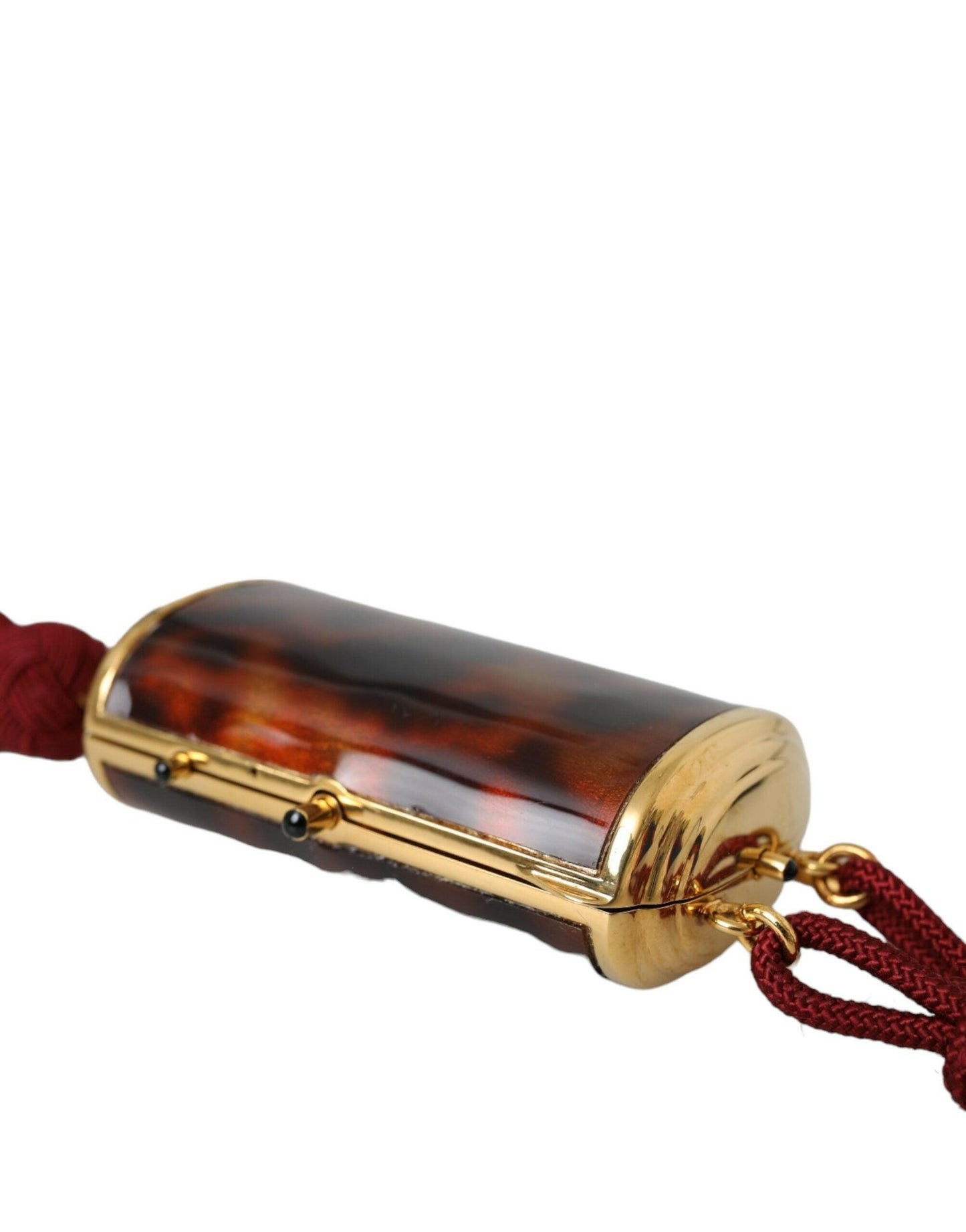 Dolce &amp; Gabbana – Make-up-Tasche mit Mini-Spiegel und Quaste in Braun mit Leopardenmuster