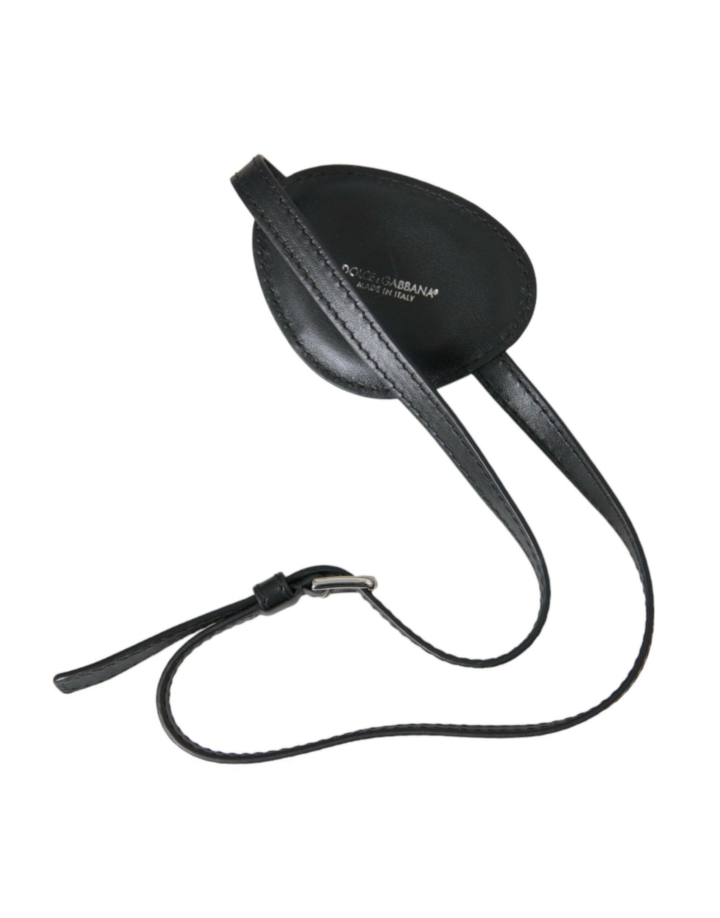 Dolce &amp; Gabbana – Augenklappe mit DG-Logo aus schwarzem Kalbsleder und Metall