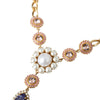 Collier Dolce &amp; Gabbana avec pendentifs en laiton doré et perles violettes et roses