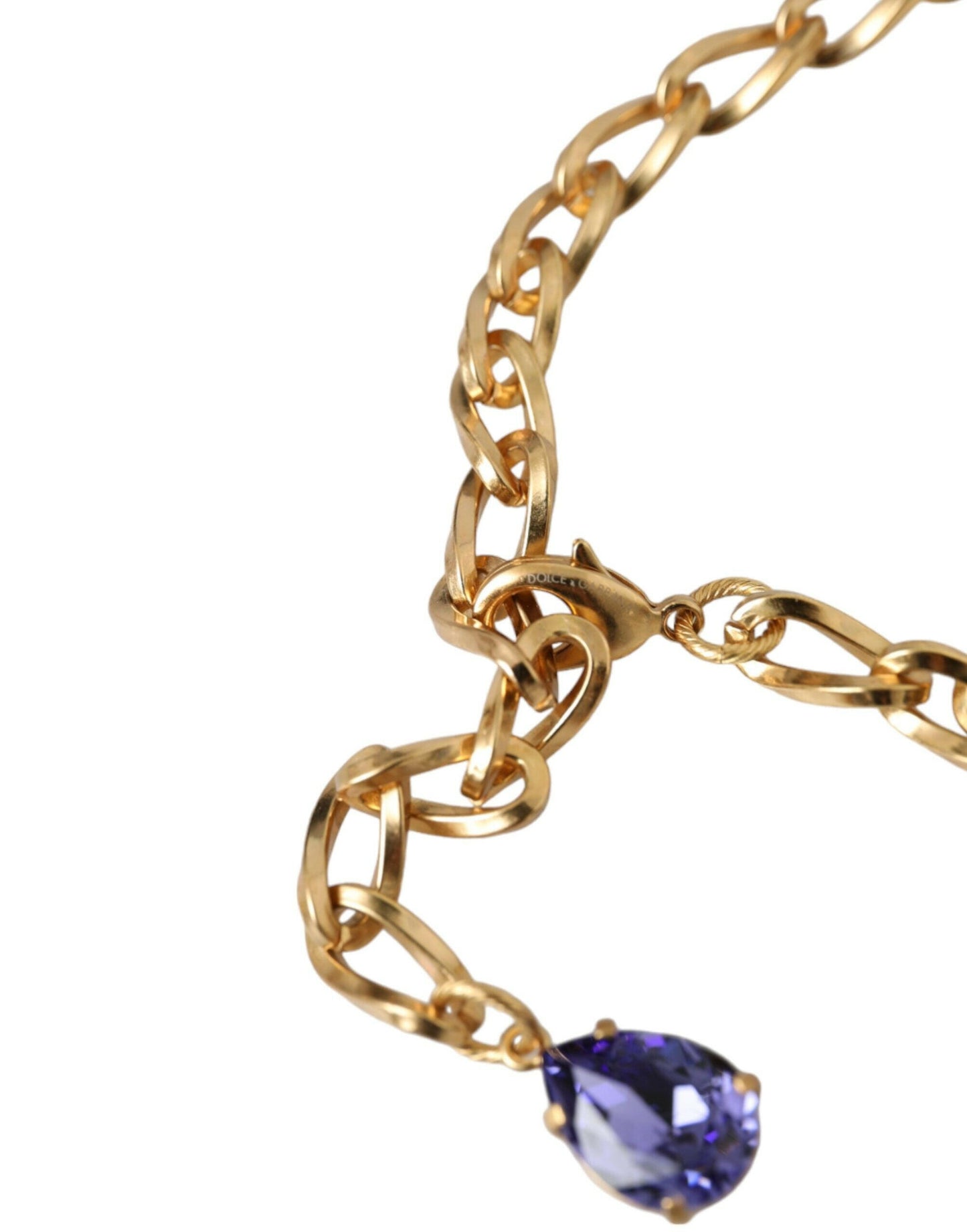 Collier Dolce &amp; Gabbana avec pendentifs en laiton doré et perles violettes et roses