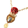 Collier Dolce &amp; Gabbana en laiton doré avec pendentif en cristal rose Sacré-Cœur