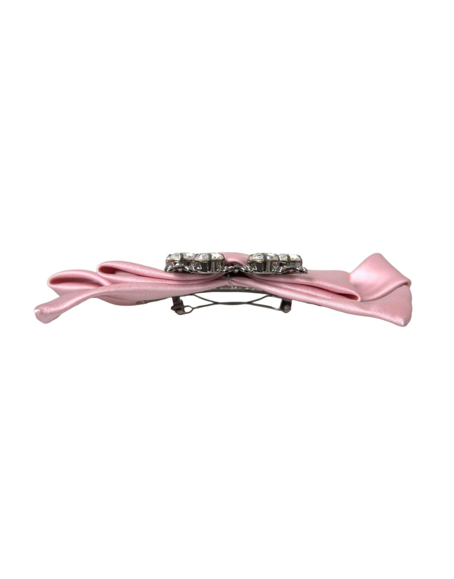 Dolce &amp; Gabbana Rosa Satin Kristall Schmuck Brosche Haarnadel