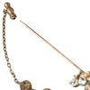 Dolce & Gabbana Gold Brass Crystal Chain 925 Sterling Silver Pin Brooch
