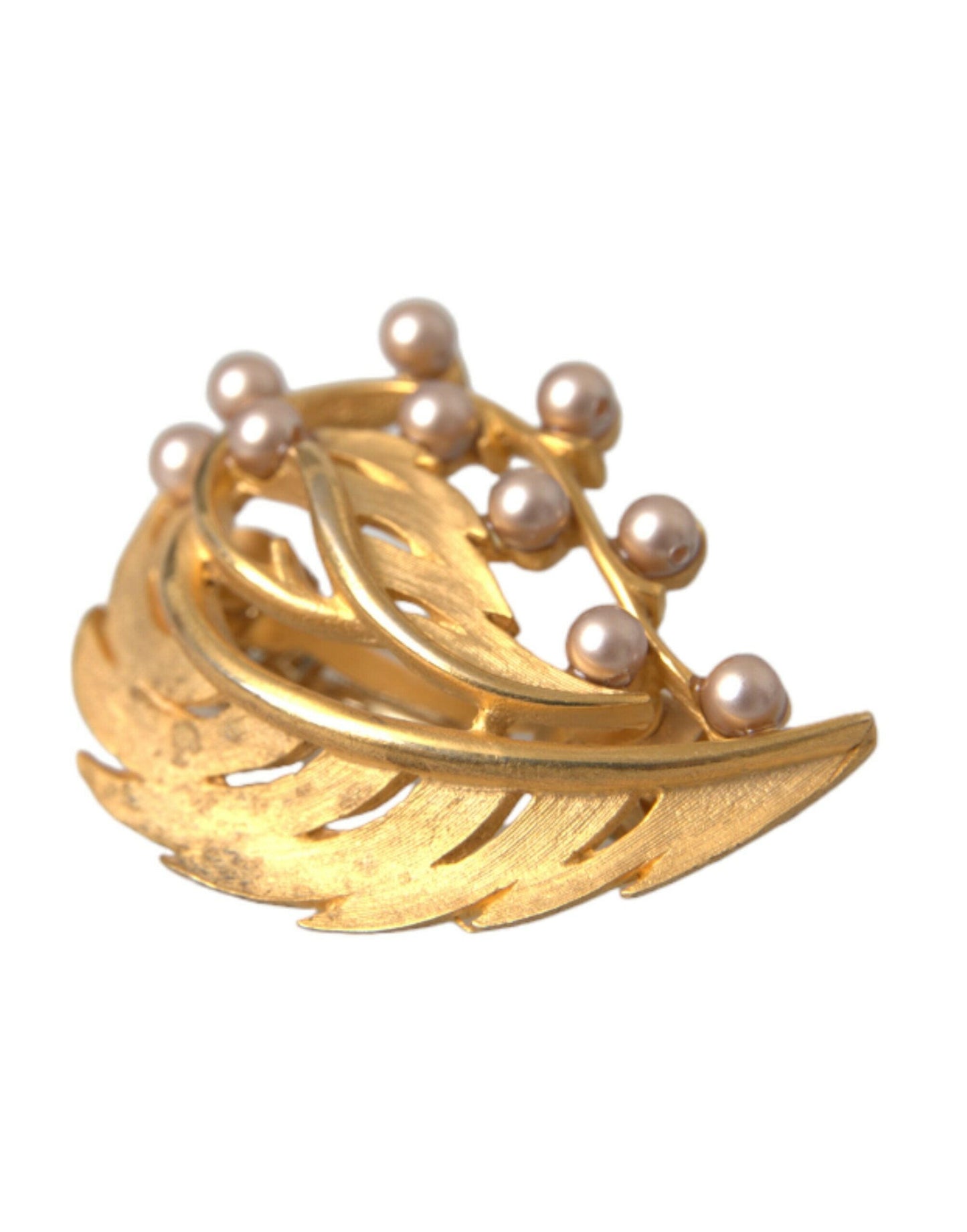 Broche à cheveux Dolce &amp; Gabbana en laiton doré ornée de feuilles