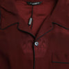 Dolce & Gabbana Maroon Crown Jacquard Silk Long Sleeve Shirt