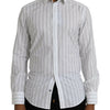 Dolce & Gabbana Black White Striped Formal Dress GOLD Shirt