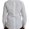 Dolce & Gabbana Black White Striped Formal Dress GOLD Shirt
