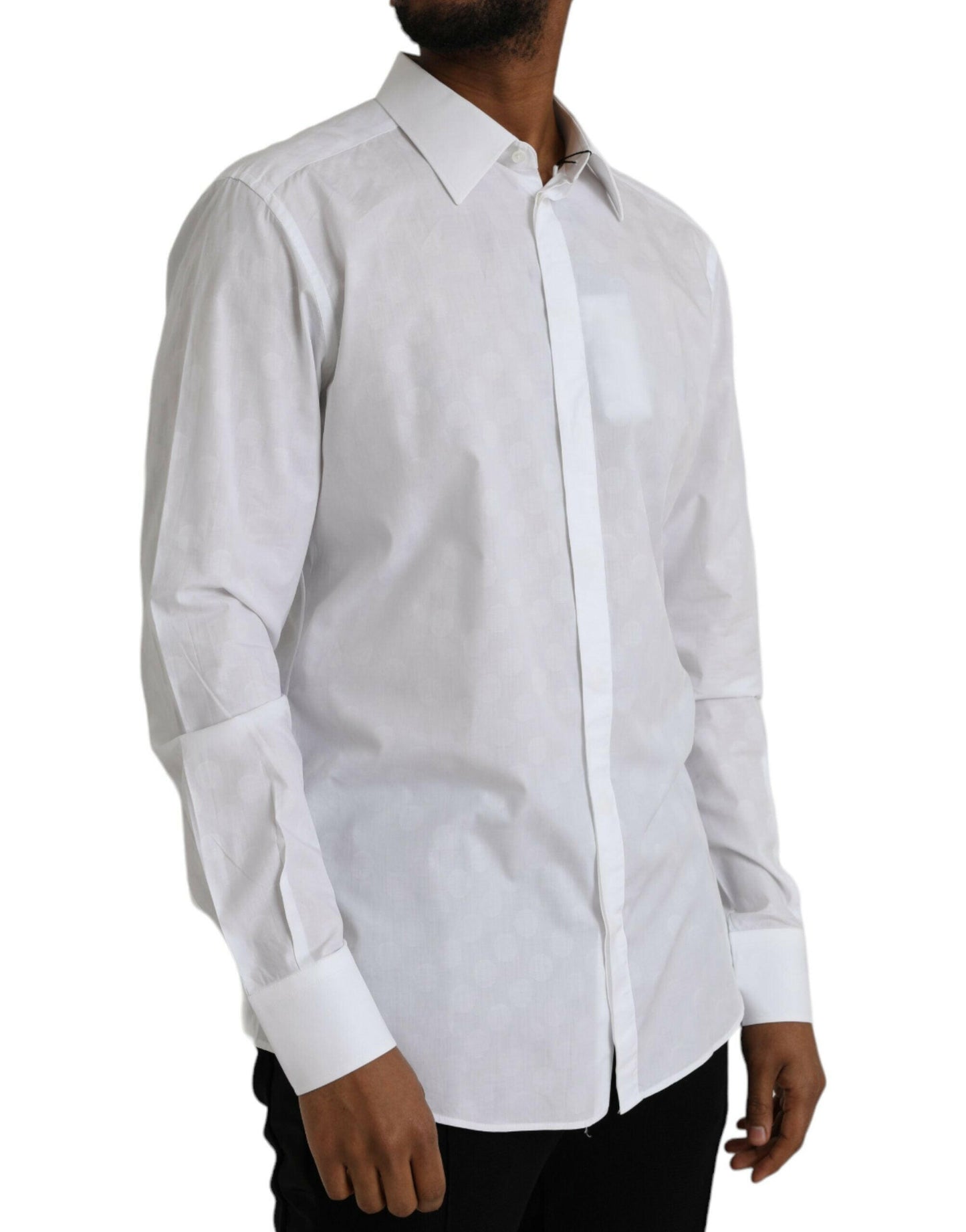 Robe en coton à pois blancs Dolce &amp; Gabbana Chemise dorée