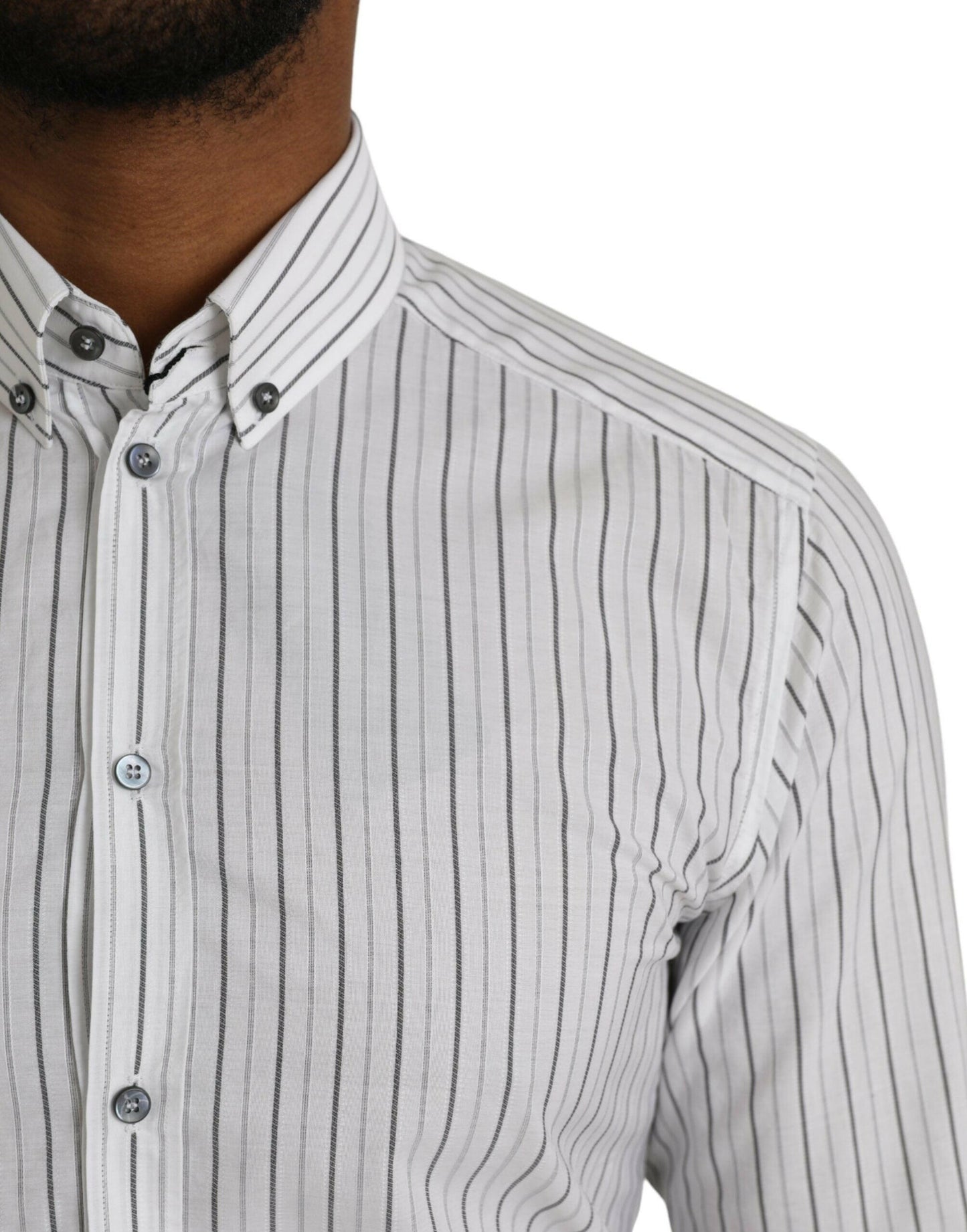 Dolce &amp; Gabbana Schwarz-Weiß gestreiftes Abendkleid GOLD Hemd