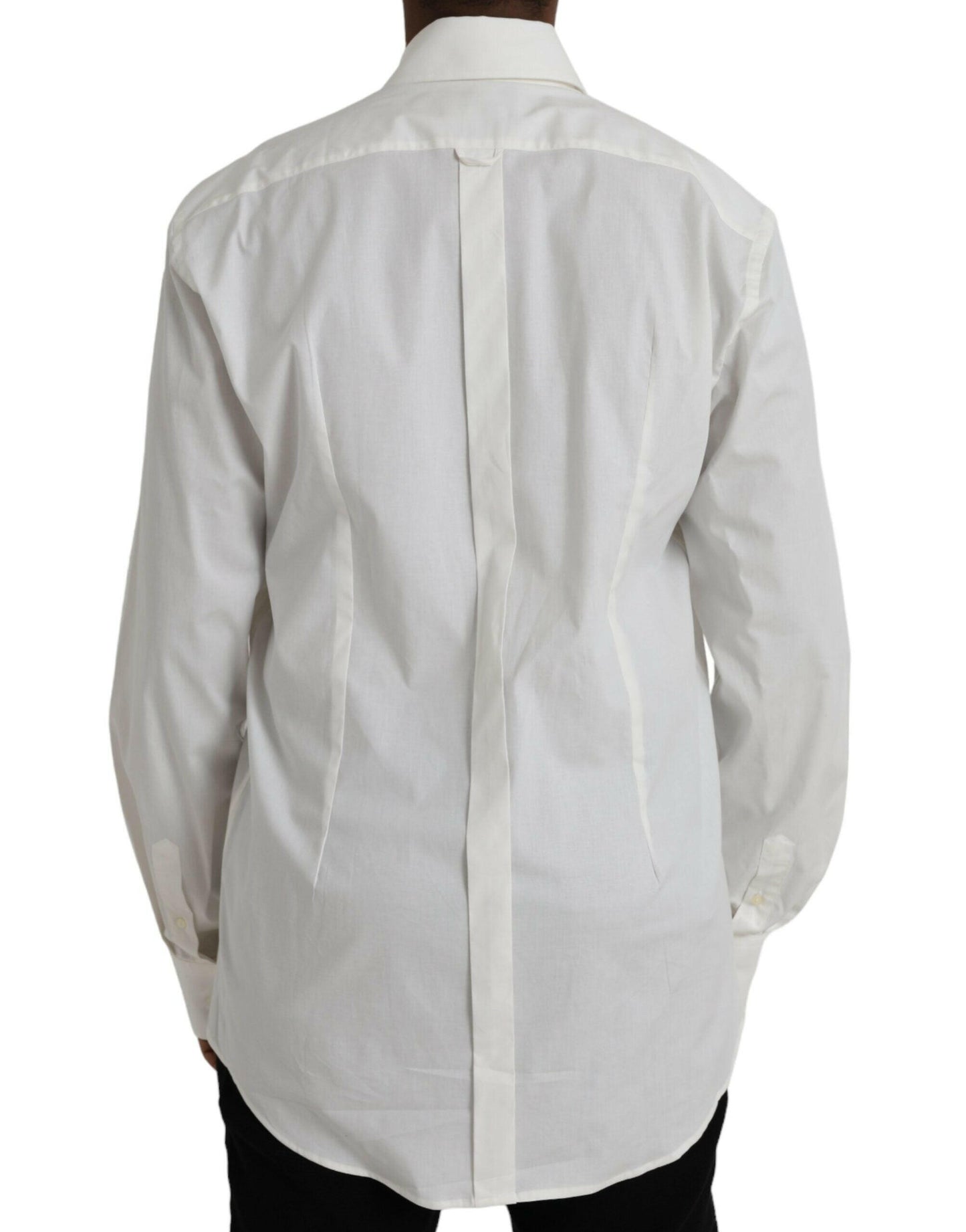 Dolce &amp; Gabbana Weißes Baumwollkleid Slim Fit GOLD Hemd