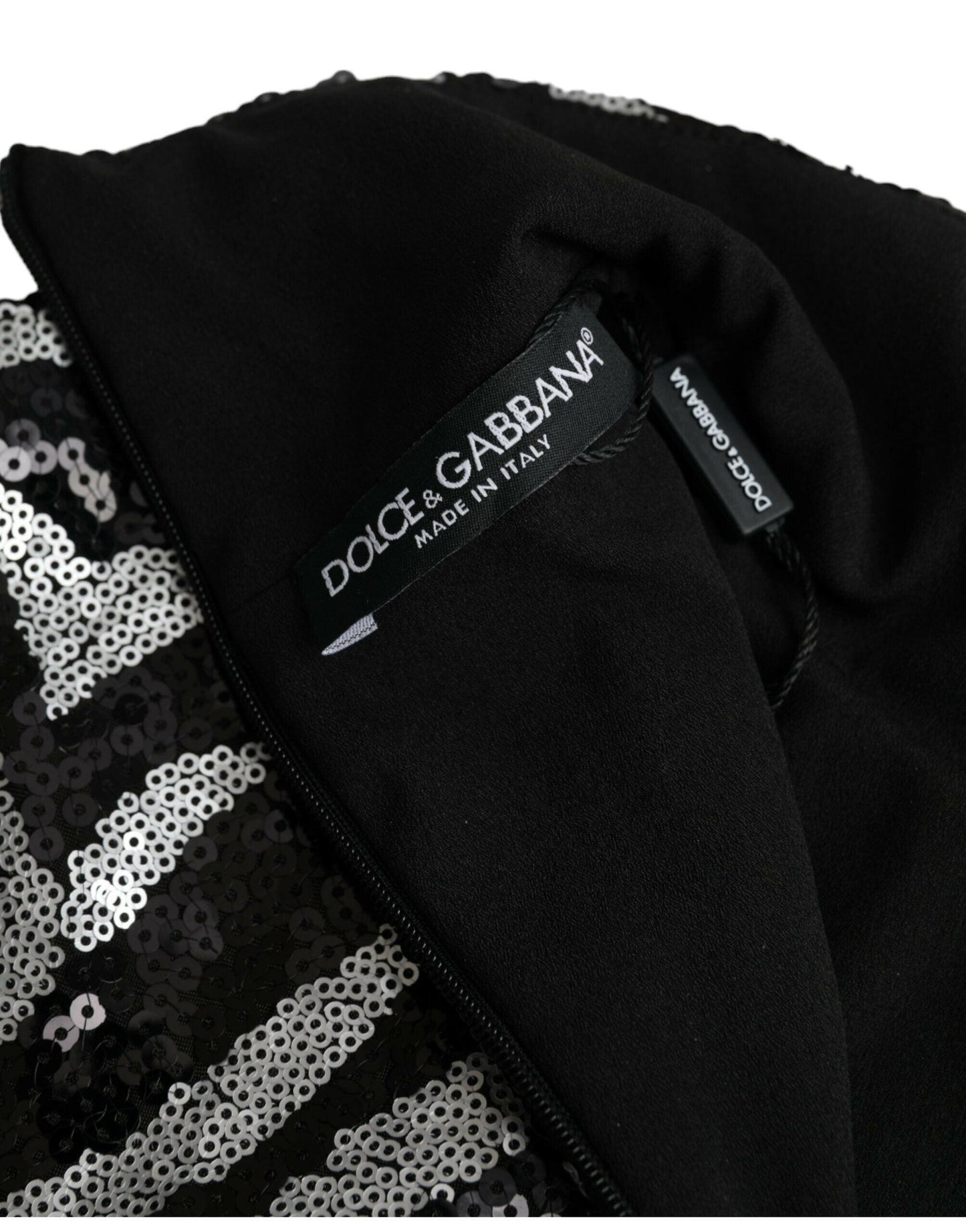 Pull en polyester à paillettes noires et argentées Dolce &amp; Gabbana