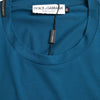 Dolce &amp; Gabbana – Blaues T-Shirt mit Rundhalsausschnitt und kurzen Ärmeln