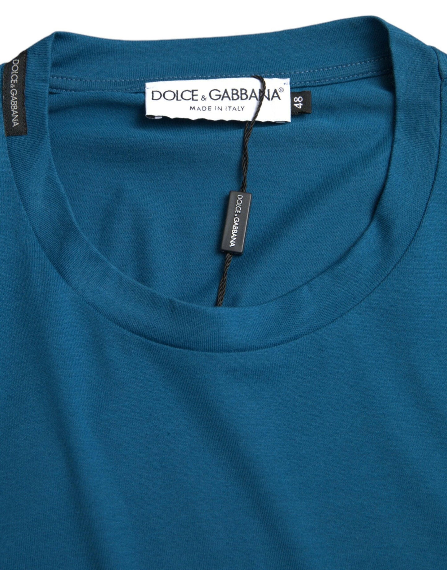 Dolce &amp; Gabbana – Blaues T-Shirt mit Rundhalsausschnitt und kurzen Ärmeln