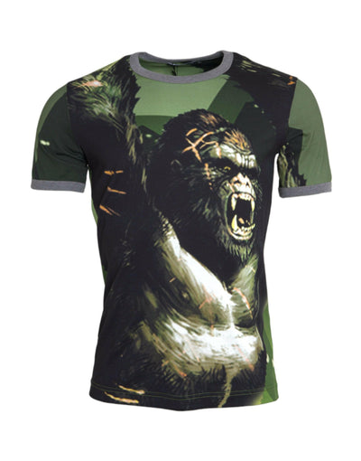 T-shirt à manches courtes en coton Gorilla vert Dolce &amp; Gabbana