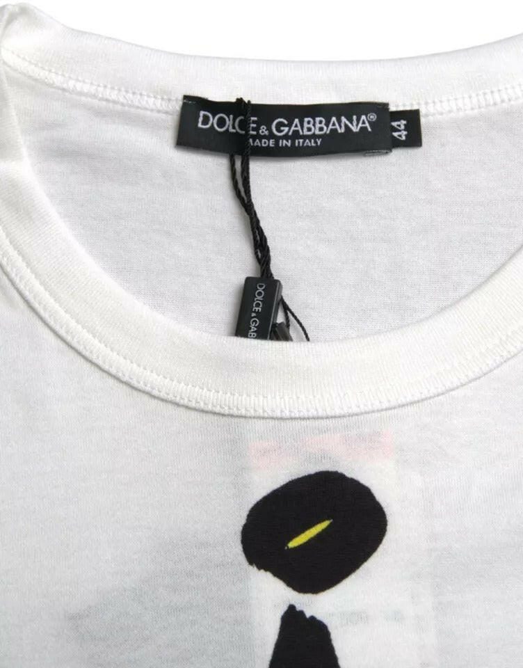 Dolce &amp; Gabbana – Weißes, grafisches T-Shirt aus Baumwolle mit kurzen Ärmeln für Herren