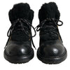 Dolce & Gabbana Black Leather Bernini Shearling Boots Shoes