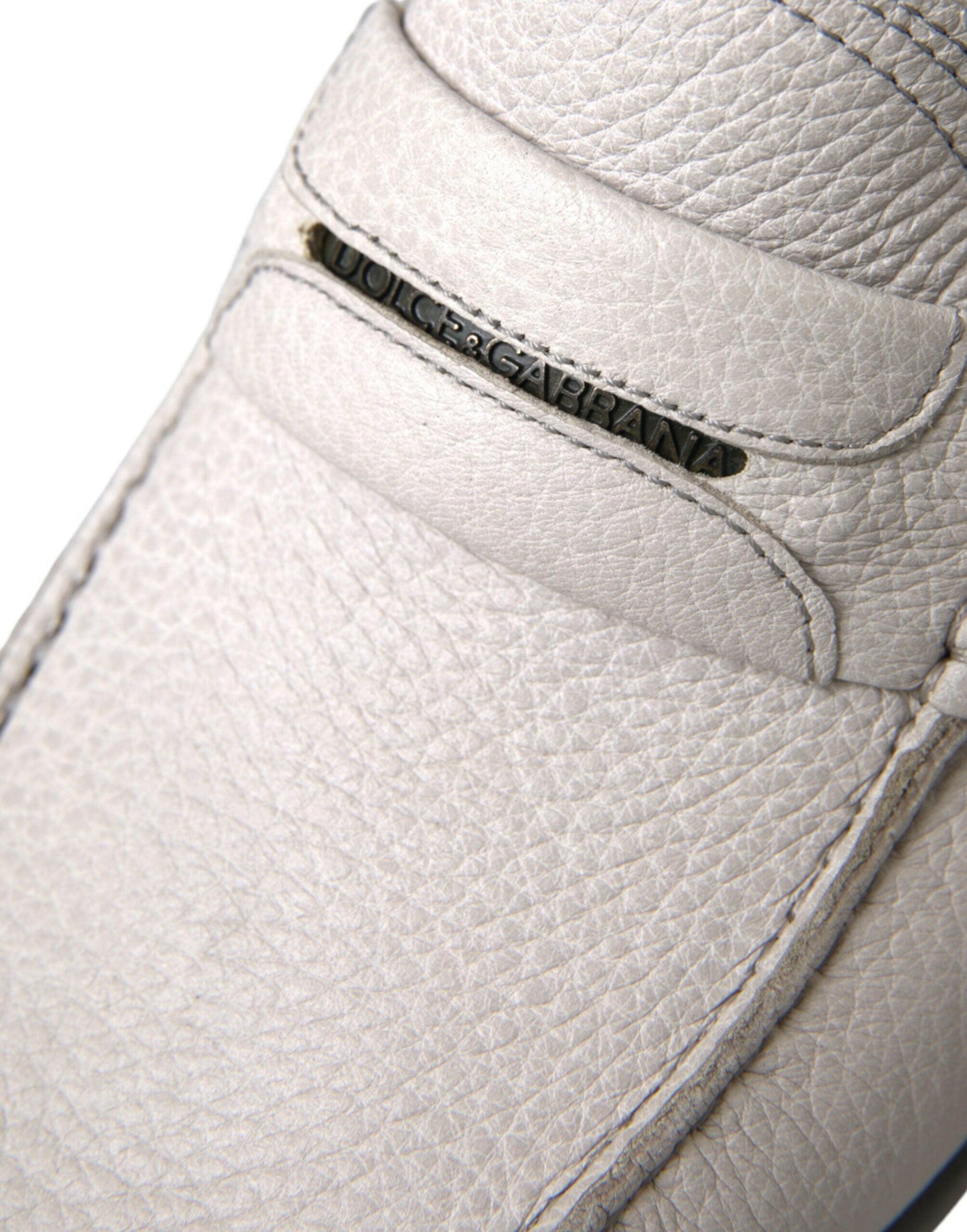 Dolce &amp; Gabbana Mokassin-Schuhe aus weißem und grauem Leder