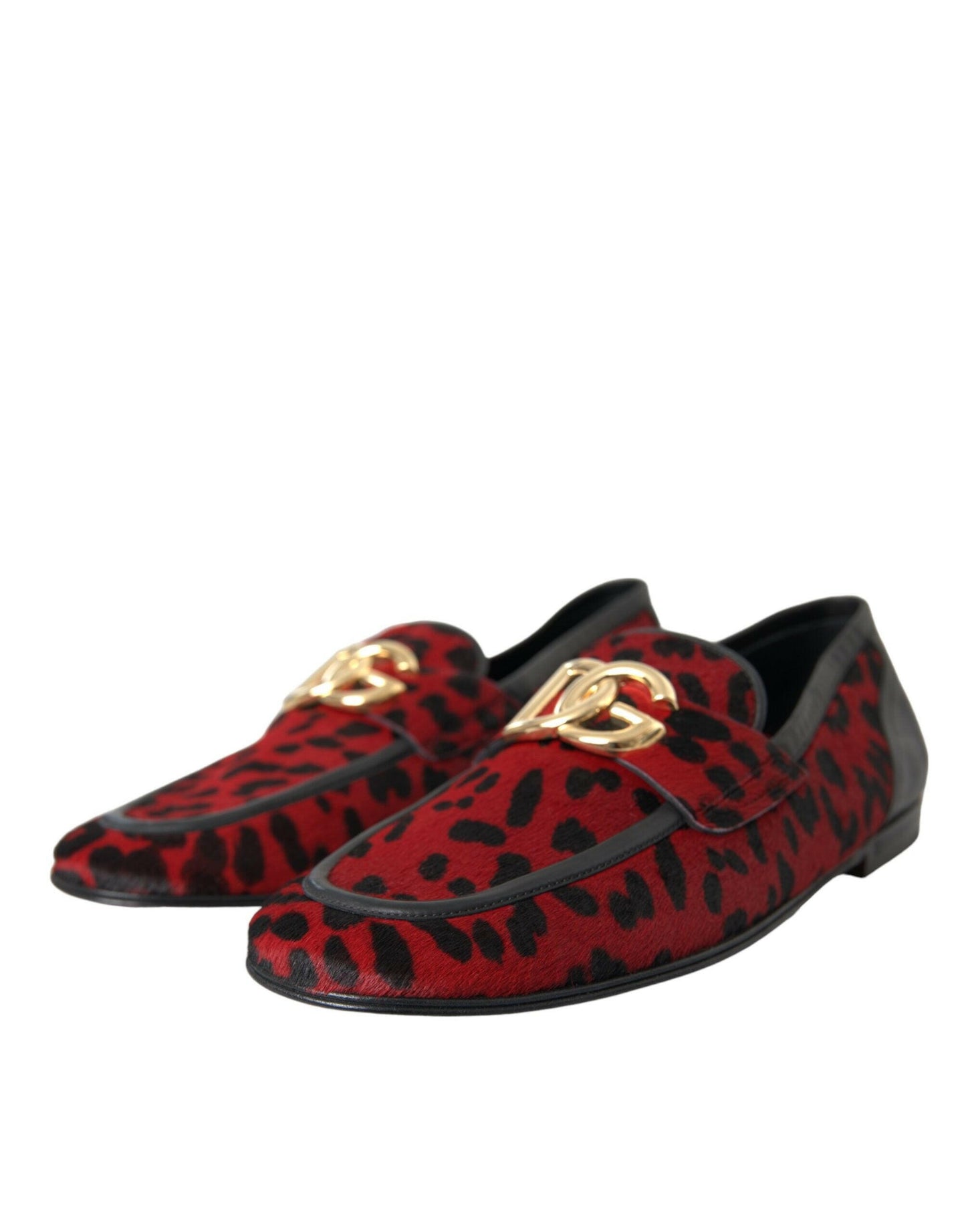 Mocassins Dolce &amp; Gabbana à imprimé léopard rouge et noir pour homme