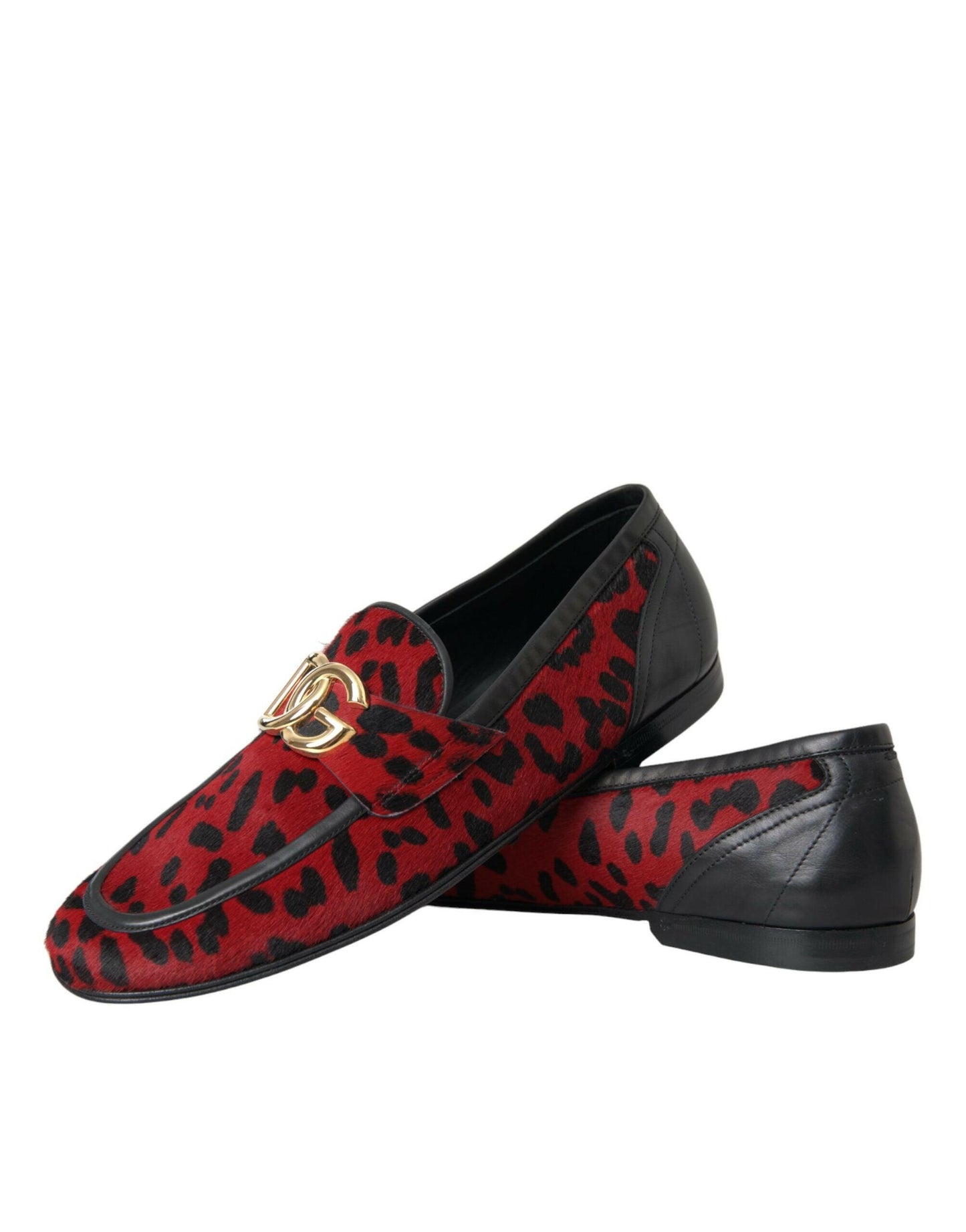 Mocassins Dolce &amp; Gabbana à imprimé léopard rouge et noir pour homme