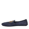 Dolce &amp; Gabbana – Loafer-Schuhe aus blauem Wildleder mit Kristallkrone