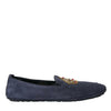 Dolce &amp; Gabbana – Loafer-Schuhe aus blauem Wildleder mit Kristallkrone