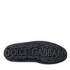 Dolce &amp; Gabbana – Loafer-Schuhe aus blauem Wildleder mit Kristallkrone