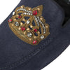 Dolce &amp; Gabbana – Loafer-Schuhe aus blauem Wildleder mit Kristallkrone