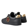 Dolce & Gabbana Black Leather Heart Embellished Sneakers Shoes