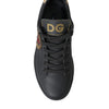 Dolce & Gabbana Black Leather Heart Embellished Sneakers Shoes
