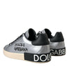 Dolce &amp; Gabbana Silberne Portofino-Sneakers aus Kalbsleder Herren Schuhe