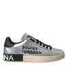 Dolce &amp; Gabbana Silberne Portofino-Sneakers aus Kalbsleder Herren Schuhe